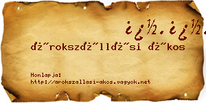 Árokszállási Ákos névjegykártya