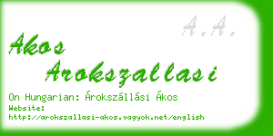 akos arokszallasi business card
